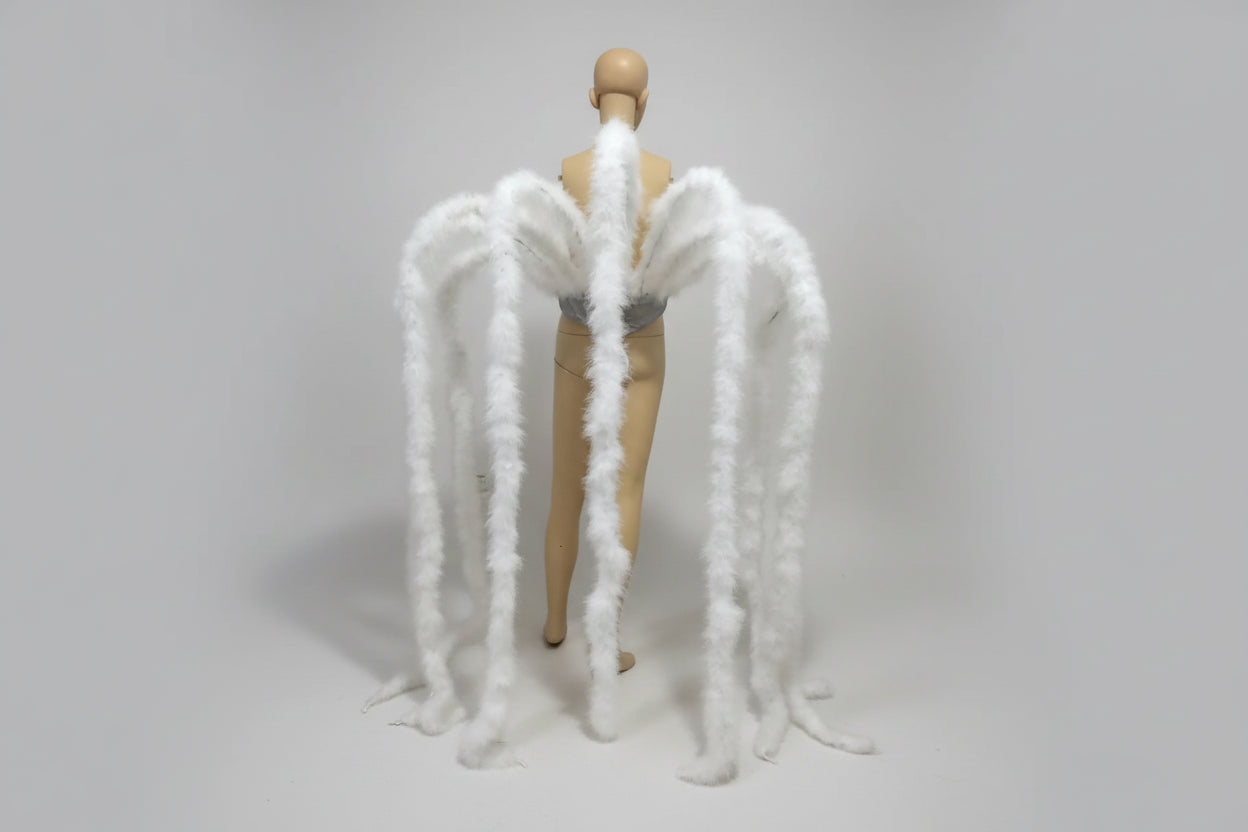 Long Feather Waterfall Backpiece Costume Accessory
