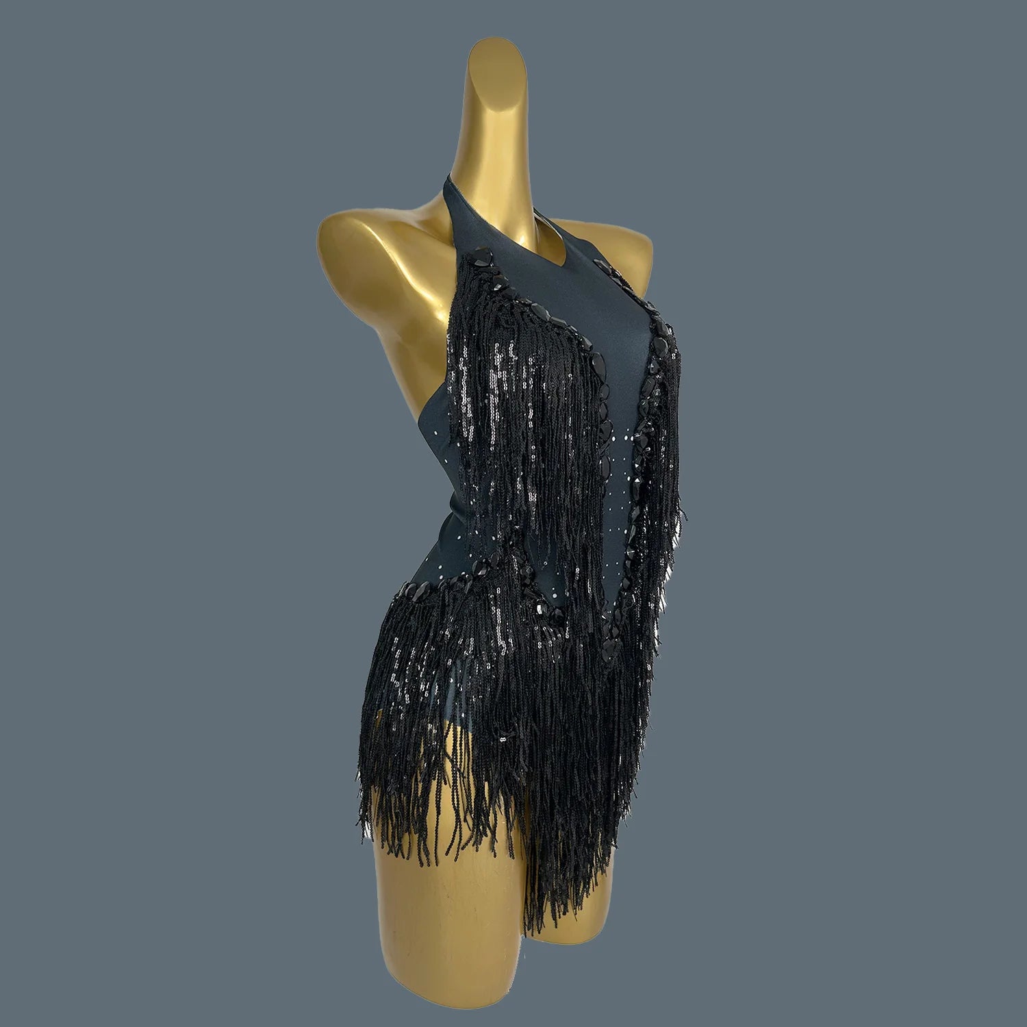 Crystal Sequin Tassel Bodysuit Dance Performance Stage Costume Leotard