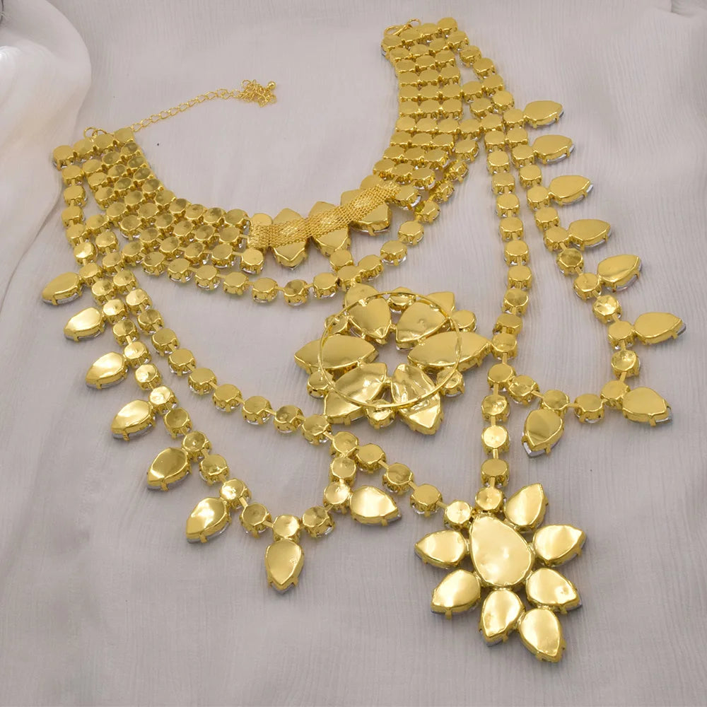 Oversized Crystal Gemstone Statement Choker Necklace Drag Queen Pageant Jewelry