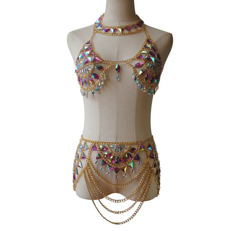 Multilayer Tassel Bra & Waist Costume Jewelry