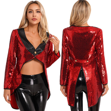 Velvet Circus Ringmaster Tailcoat Marching Band Halloween Showman Outerwear