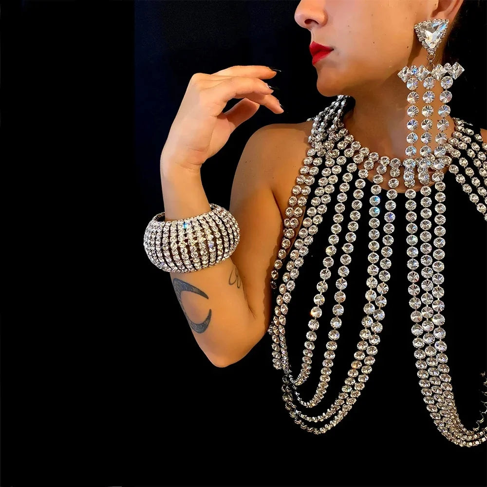 Rhinestone Bra Chain & Bracelet Jewelry