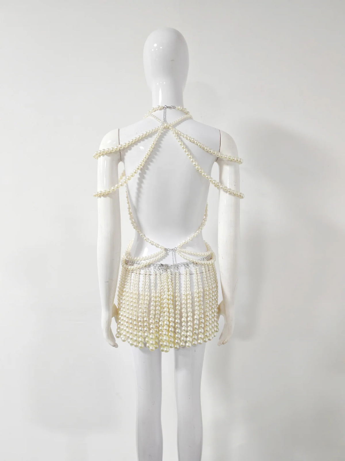 Pearl-Look Shoulder Bra & Chain Skirt Jewelry