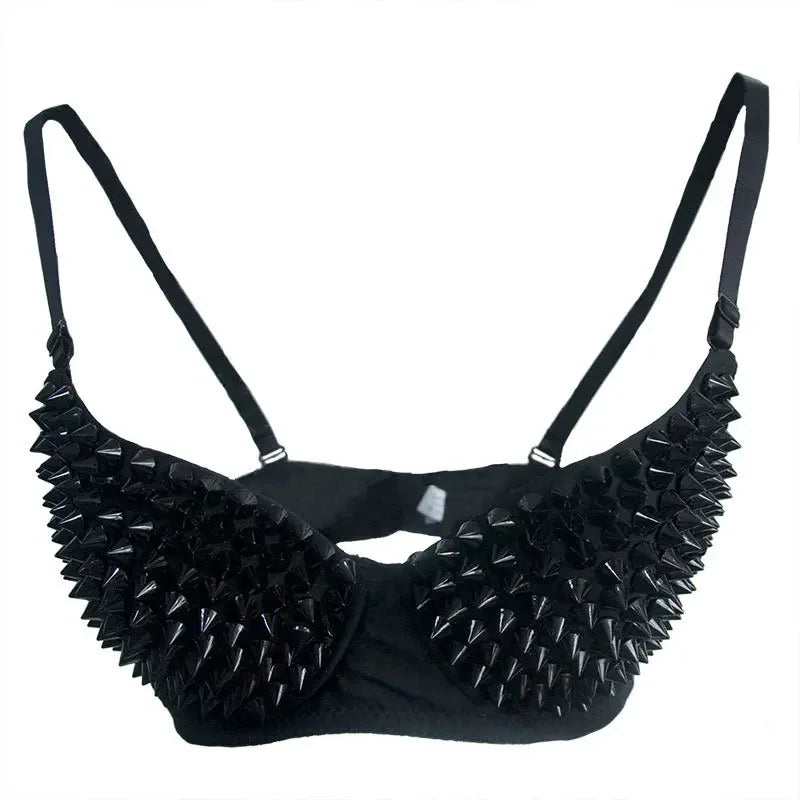 Metallic Rivet Studded Gothic Push-Up Bra & Punk Rave Bralette