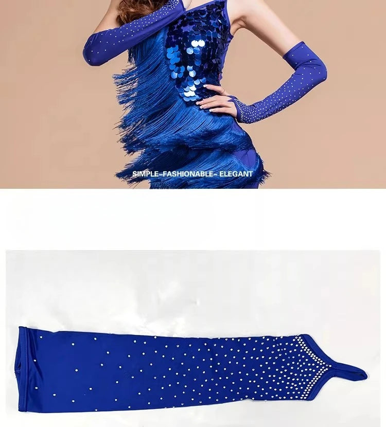 Rhinestone Fringe Dance Sleeves & Accessory Options