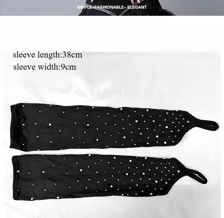 Rhinestone Fringe Dance Sleeves & Accessory Options