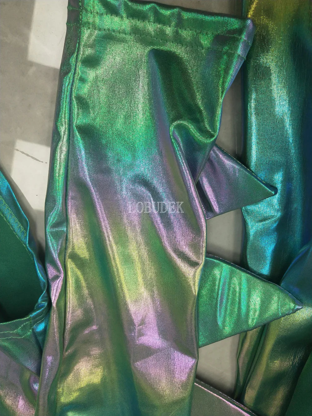 Metallic Armor Bodysuit & Trailing Bustle Skirt 2-Piece Stage Performance Costume Set