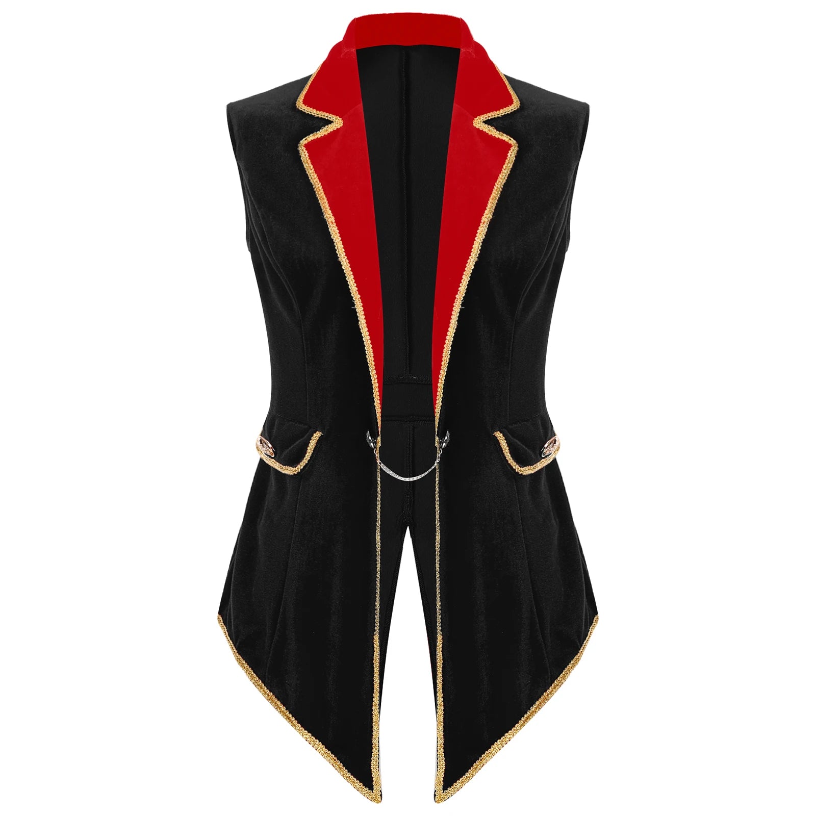Velvet Circus Ringmaster Tailcoat Vest Marching Band Halloween Showman Outerwear