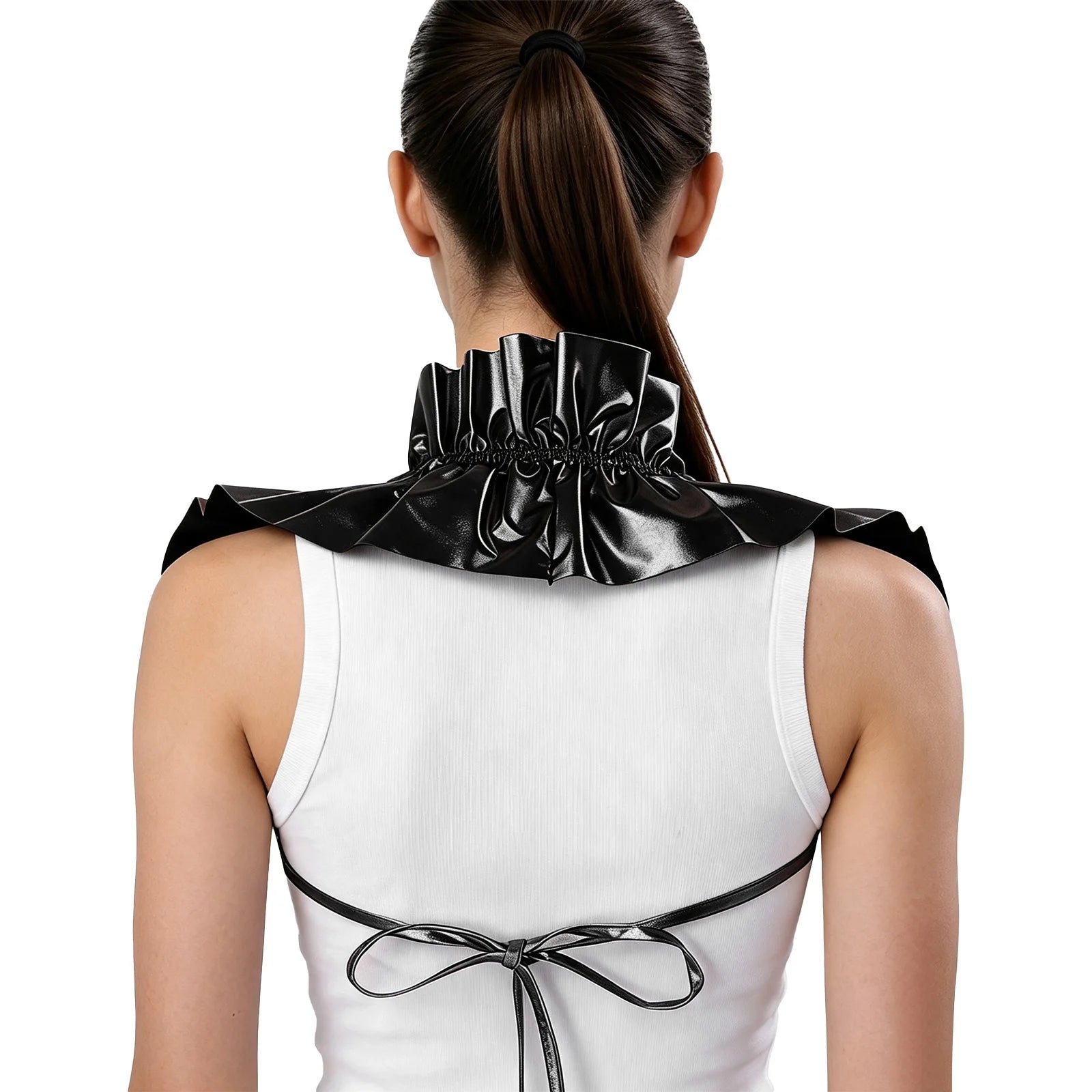 Metallic Ruffled Renaissance Neck Shrug Holographic Victorian Shoulder Capelet