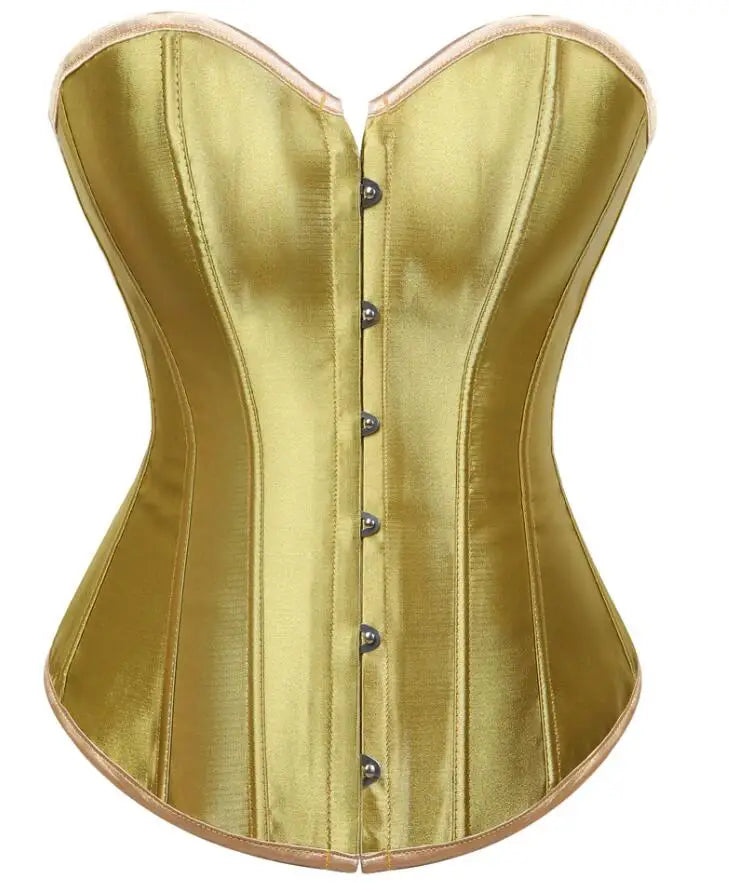 Vintage Overbust Corset Plus Size Satin Lace-Up Bustier Top