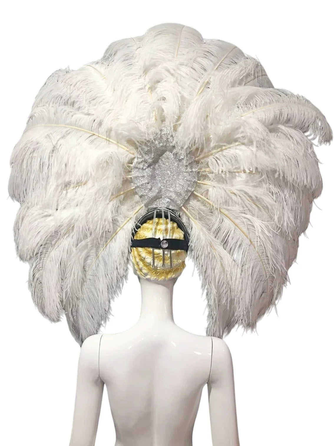 The Stardust Dionysia – Elegant Faux Fur & Rhinestone Samba Carnival Headdress