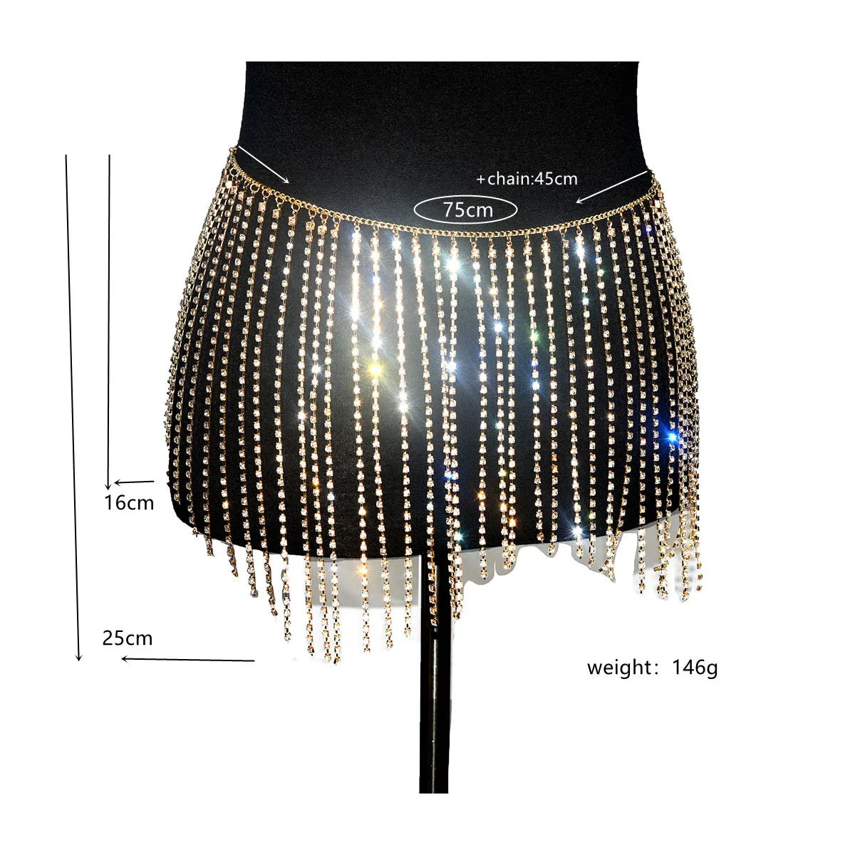 Crystal Tassel Costume Chain Skirt