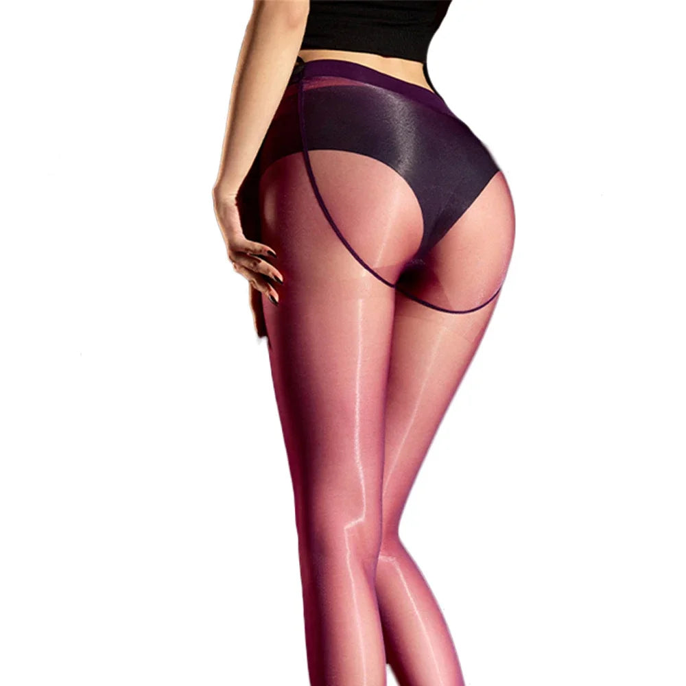 Plus Size Oil Glossy 1D Ultra-Thin Shaping Pantyhose High-Elasticity Tights
