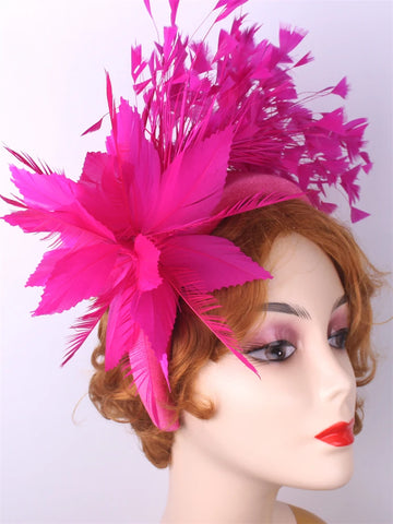 25cm Feather Floral Ribbon Fascinator Headband Kentucky Derby Cocktail Tea Party Hat