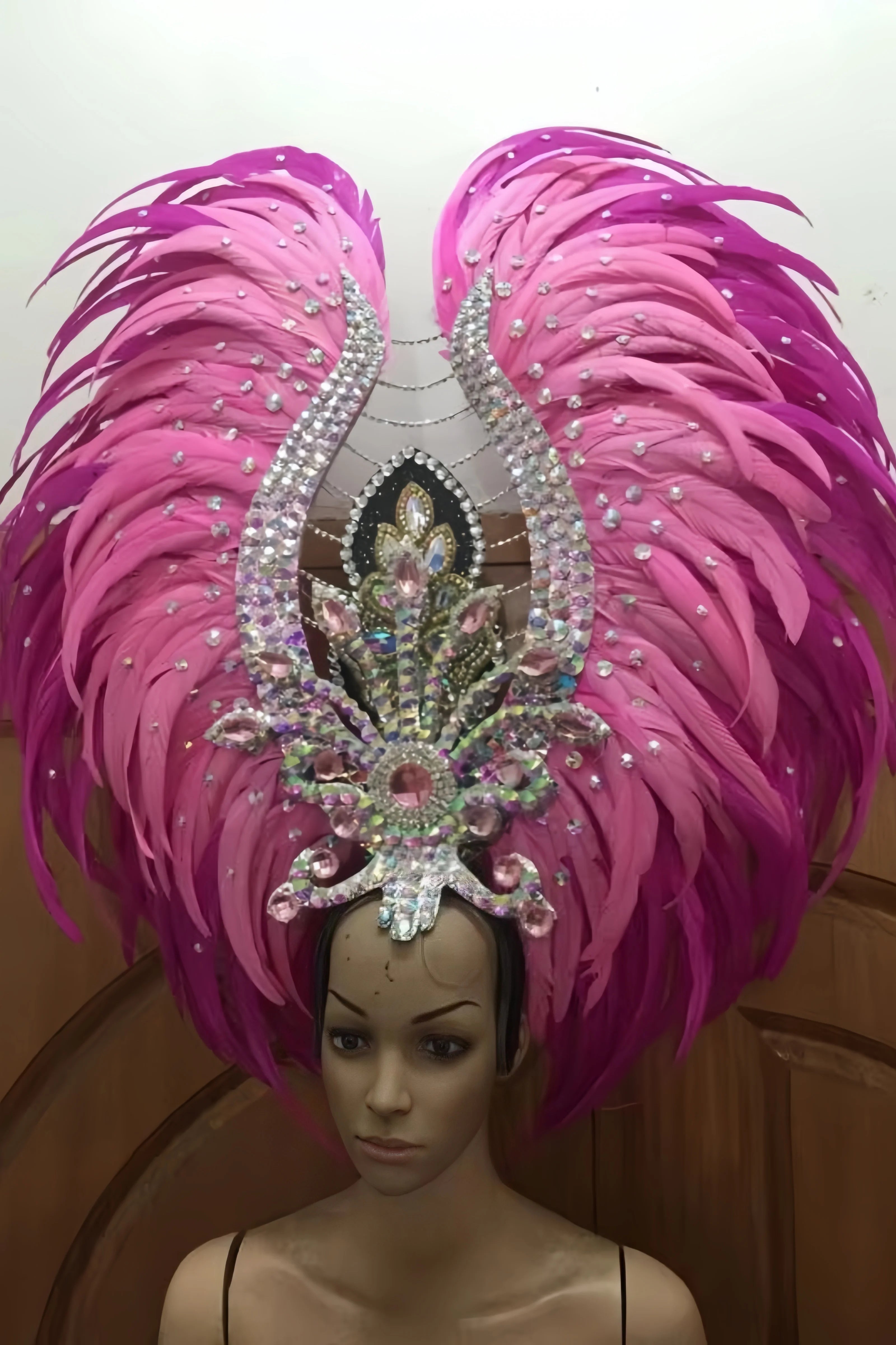 Feather headdress samba costume carnival halloween party bar performance hat makeup dance wings parade