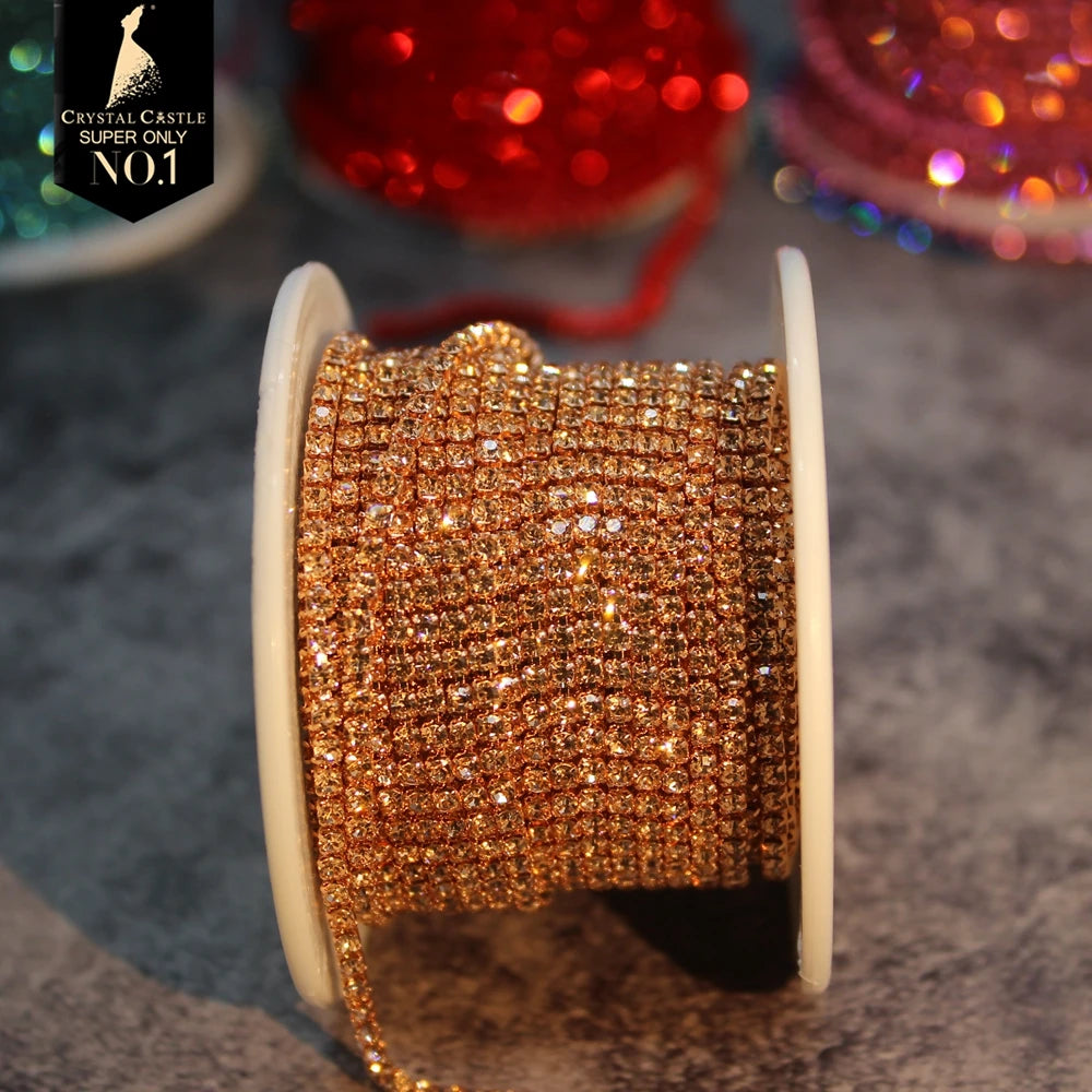 The Stardust Spectrum Stream – Premium Color-Matched Glass Crystal Rhinestone Cup Chain Trim
