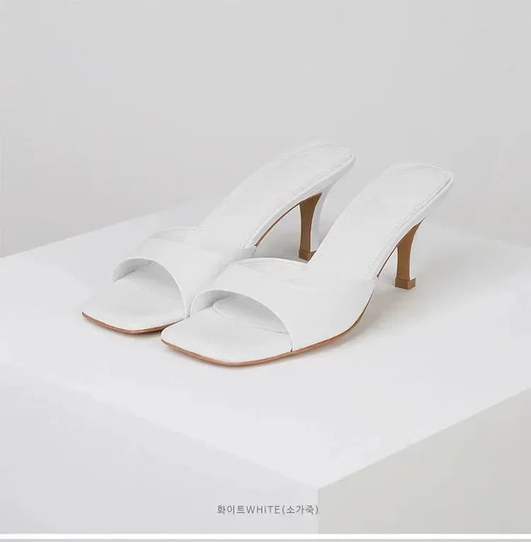 Women High Heel Square Open Toe Sandals