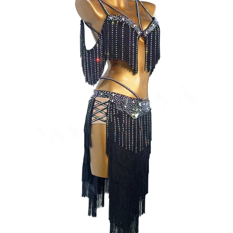 Luxury Tassel Top & Skirt Belly Dance Performance Set