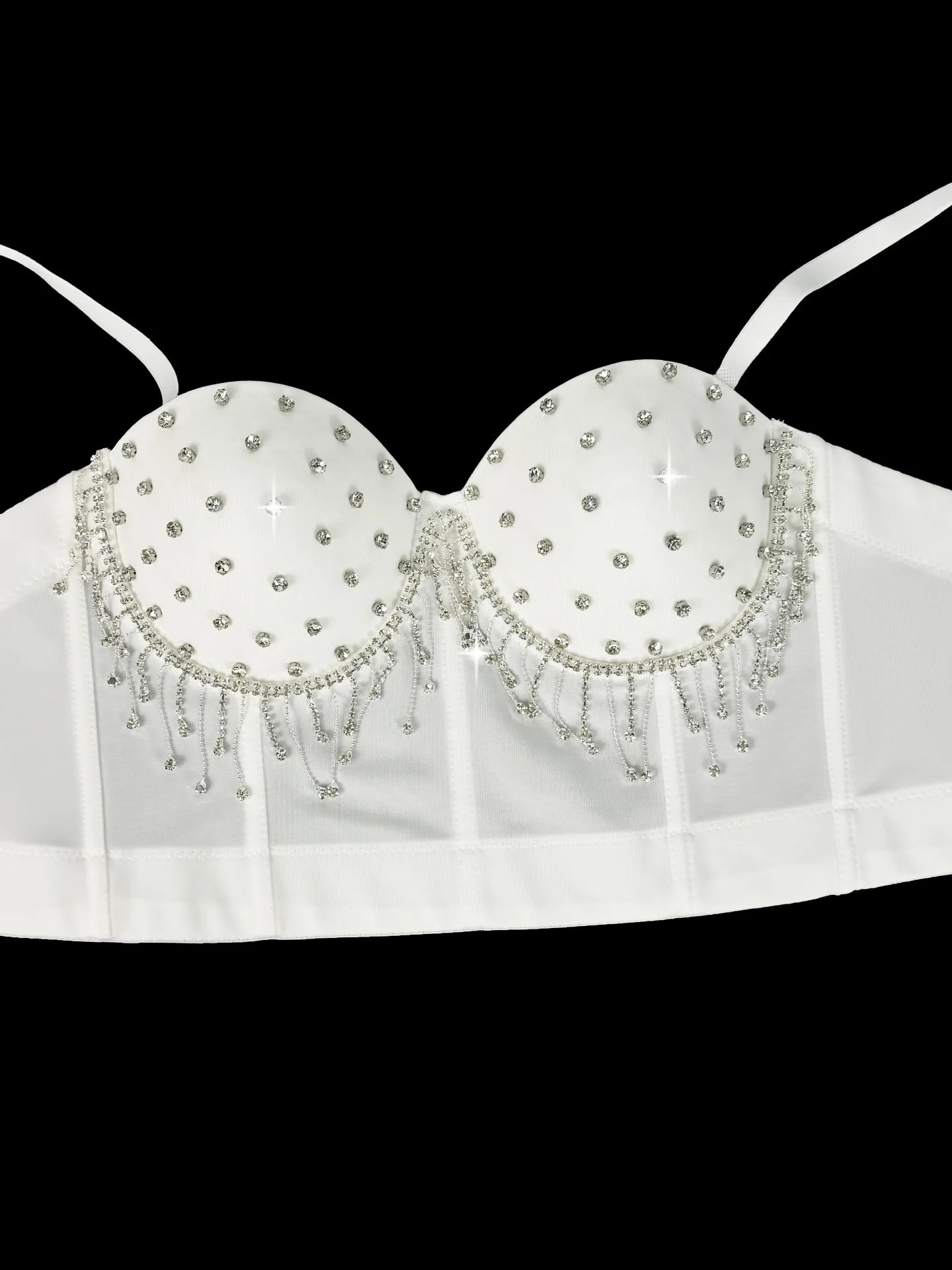 Diamond Tassel Rhinestone Bustier Corset Crop Top Evening Stage Bralette