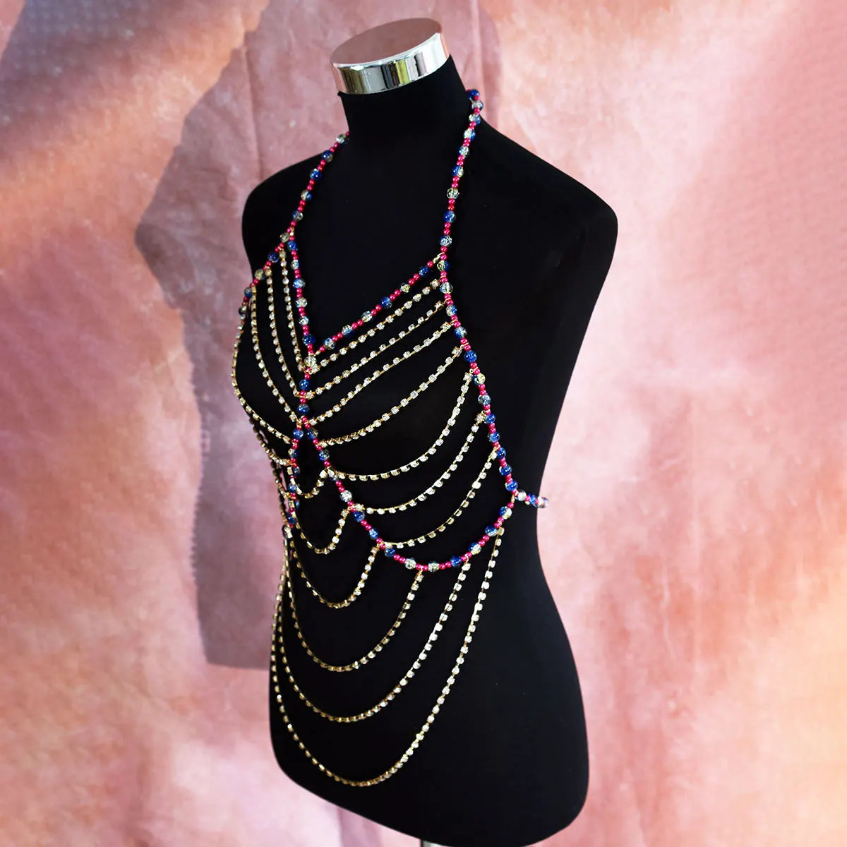 Simulated Pearl Beaded Bra Body Chain