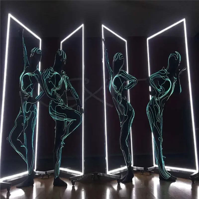 Optic Fiber LED Light-Up Catsuit Neon Muscle Wire Jumpsuit Stage Performance Costume
