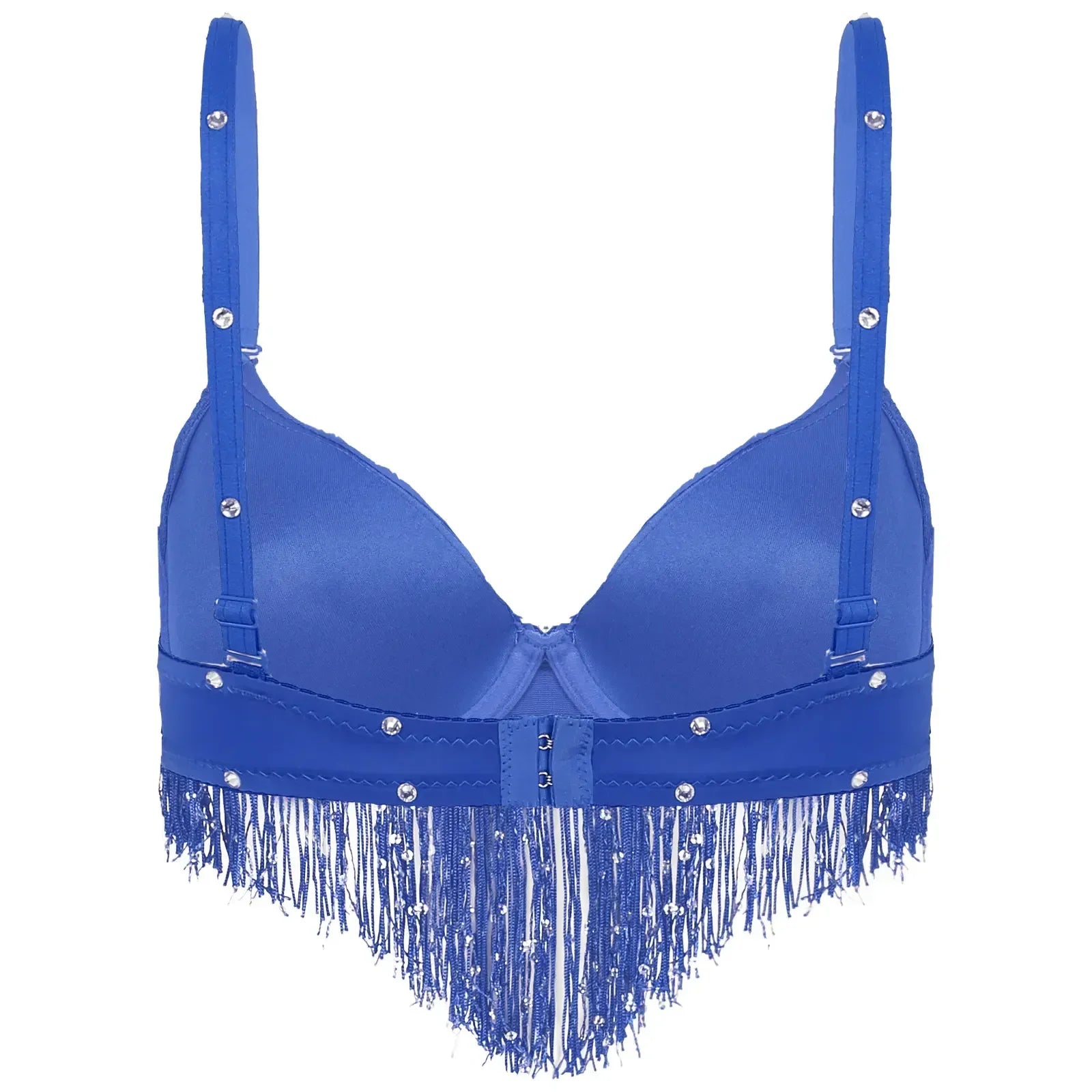 The Stardust Oasis Sirena – Sequined Tassel & Rhinestone Push-Up Belly Dance Bra Top