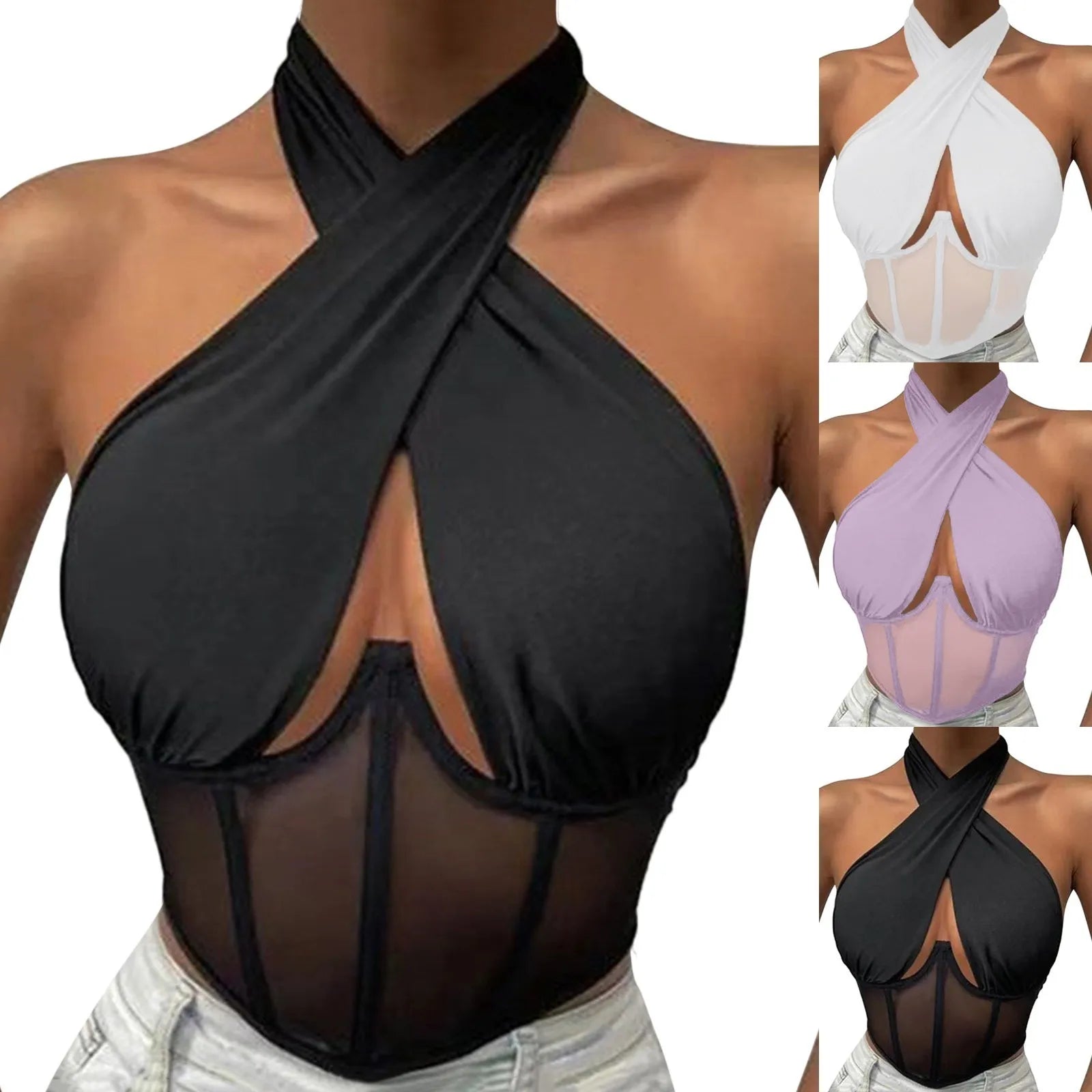 Sleeveless Fishbone Corset Cropped Top