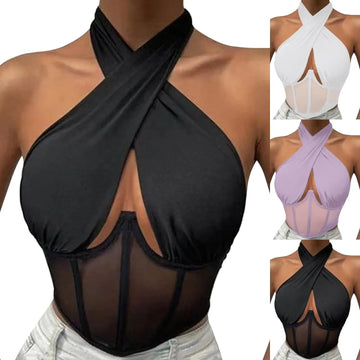 Sleeveless Fishbone Corset Cropped Top