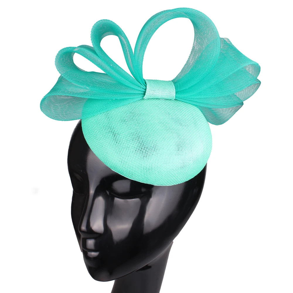 18cm Elegant Sinamay Bow Fascinator Hairpin Kentucky Derby Cocktail Hat Headpiece