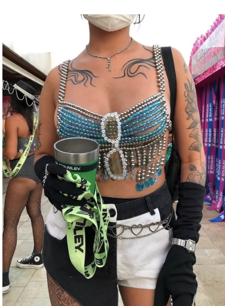 Multilayer Beaded Tassel Bra Body Chain