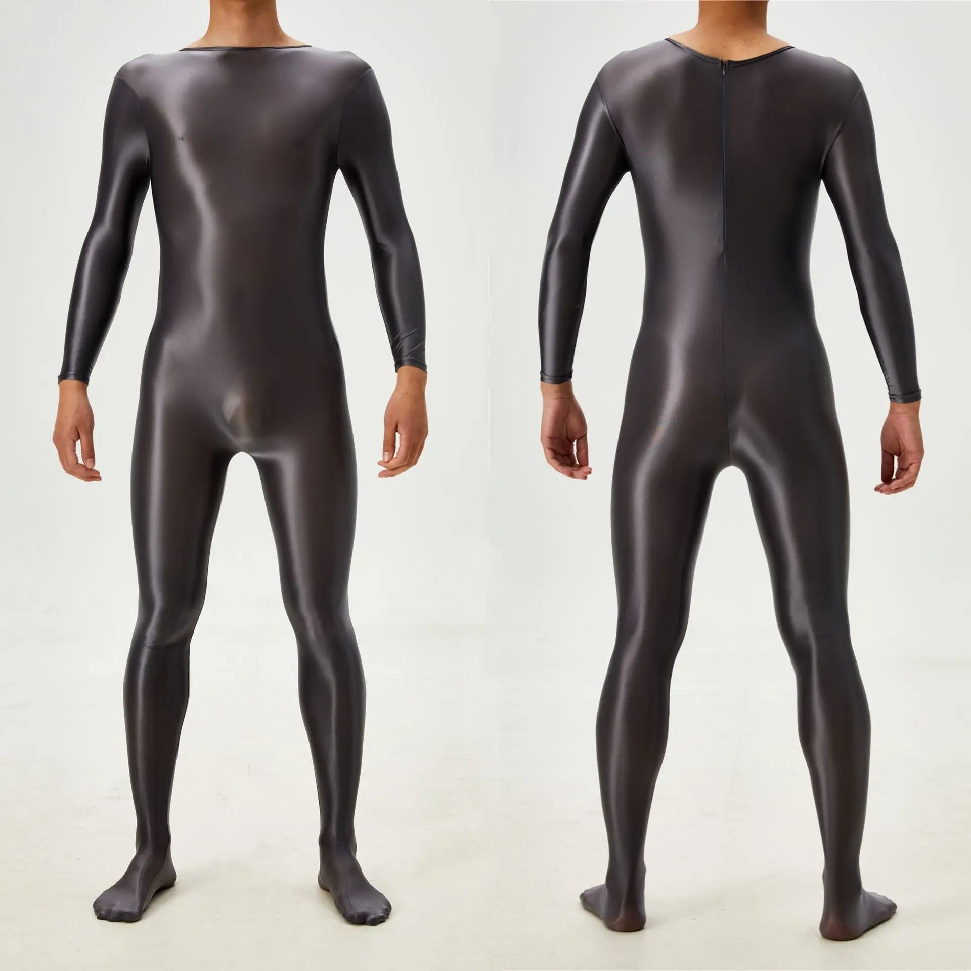 Sexy Candy Color Oil Glossy Shiny Shapping Bodysuit Stain Smooth Sheer See Through Sexy Tights Elastic Fitness Leotard