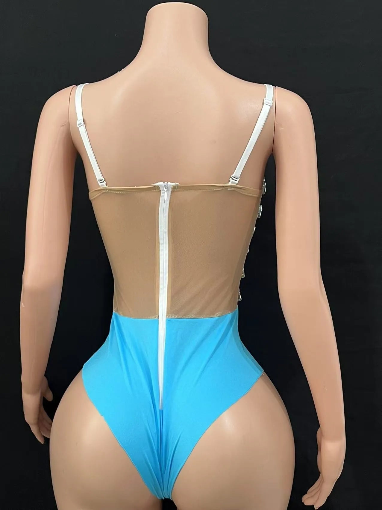 Multi-Colored Triangle Halter Bodysuit & Stage Performance Dancewear