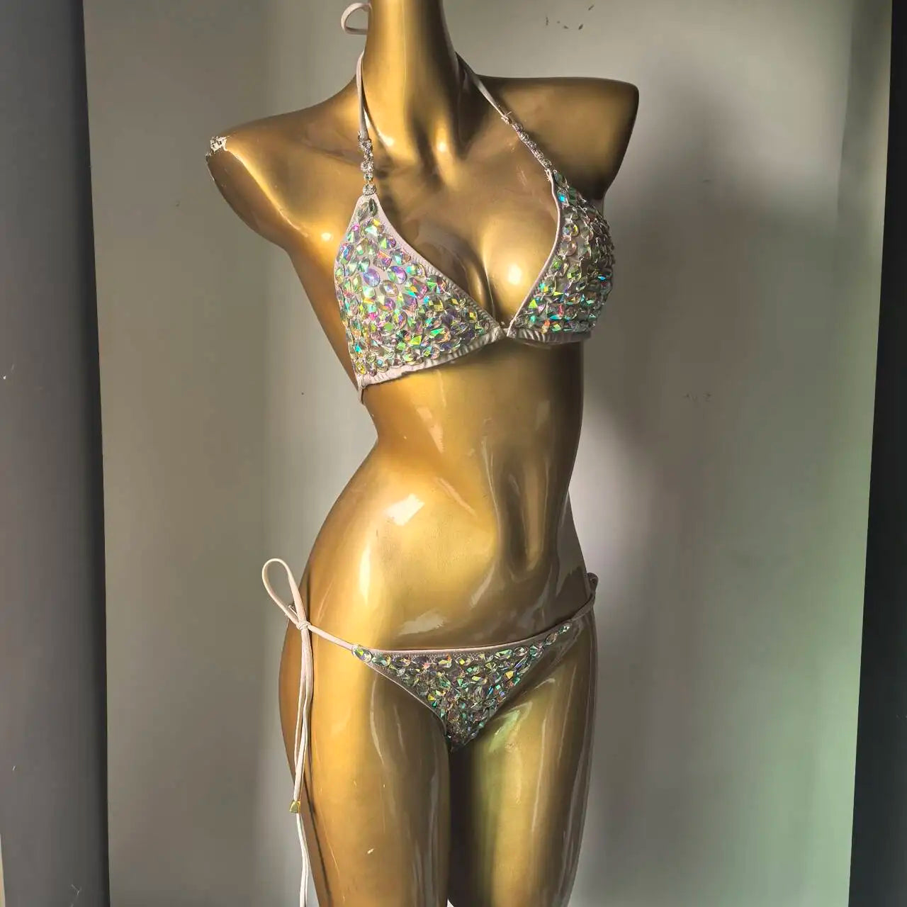 Classic Rhinestone Push-Up Bikini Set – Shimmering Crystal Bandage Swimsuit & Bling Bathing Suit for Luxury Beach Clubs & Raves
