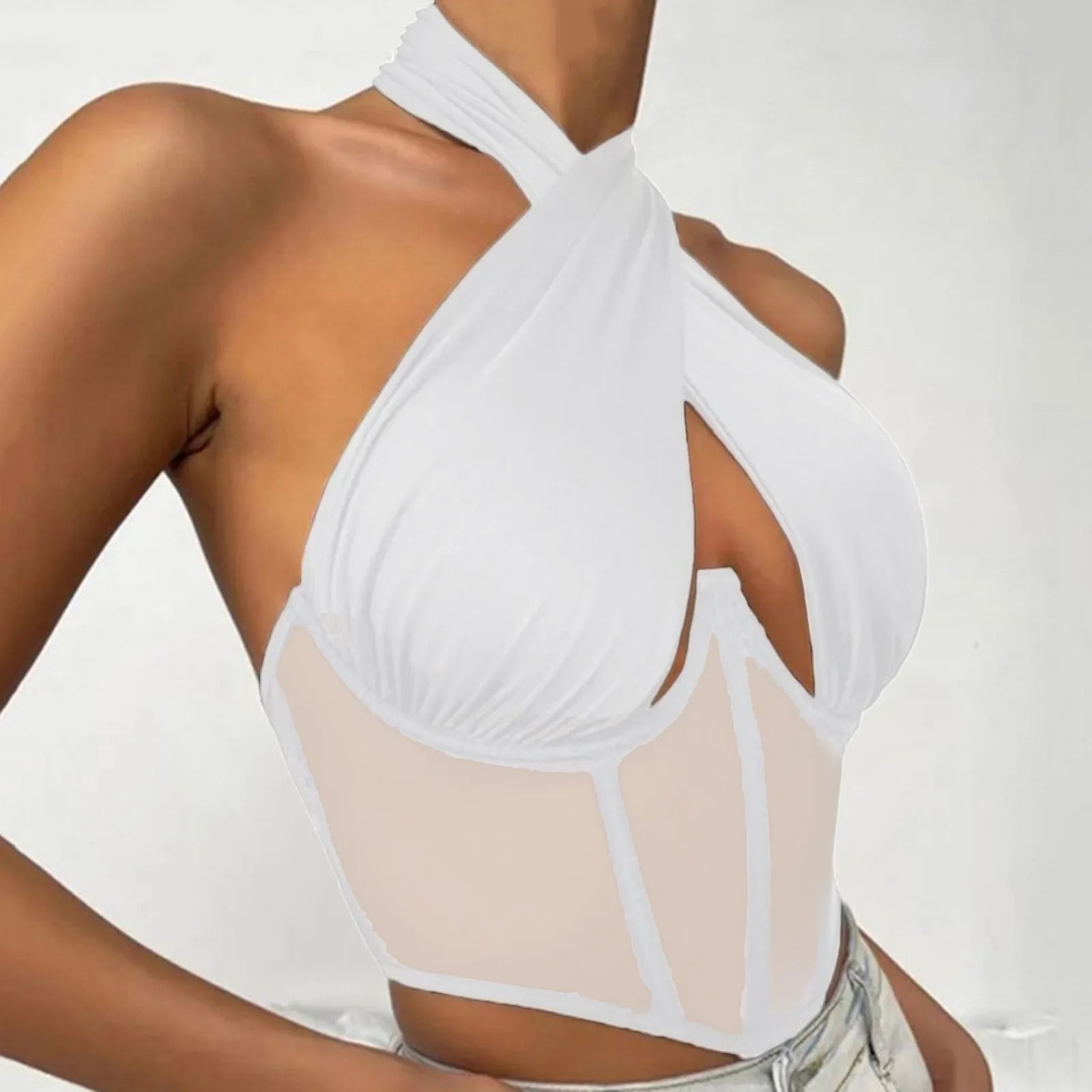 Sleeveless Fishbone Corset Cropped Top