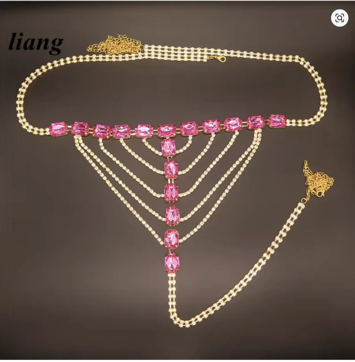 Red Rhinestone Bra & Thong Costume Jewelry