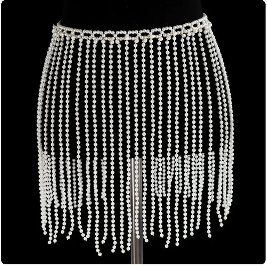 Simulated Pearl Bra & Skirt Body Jewelry