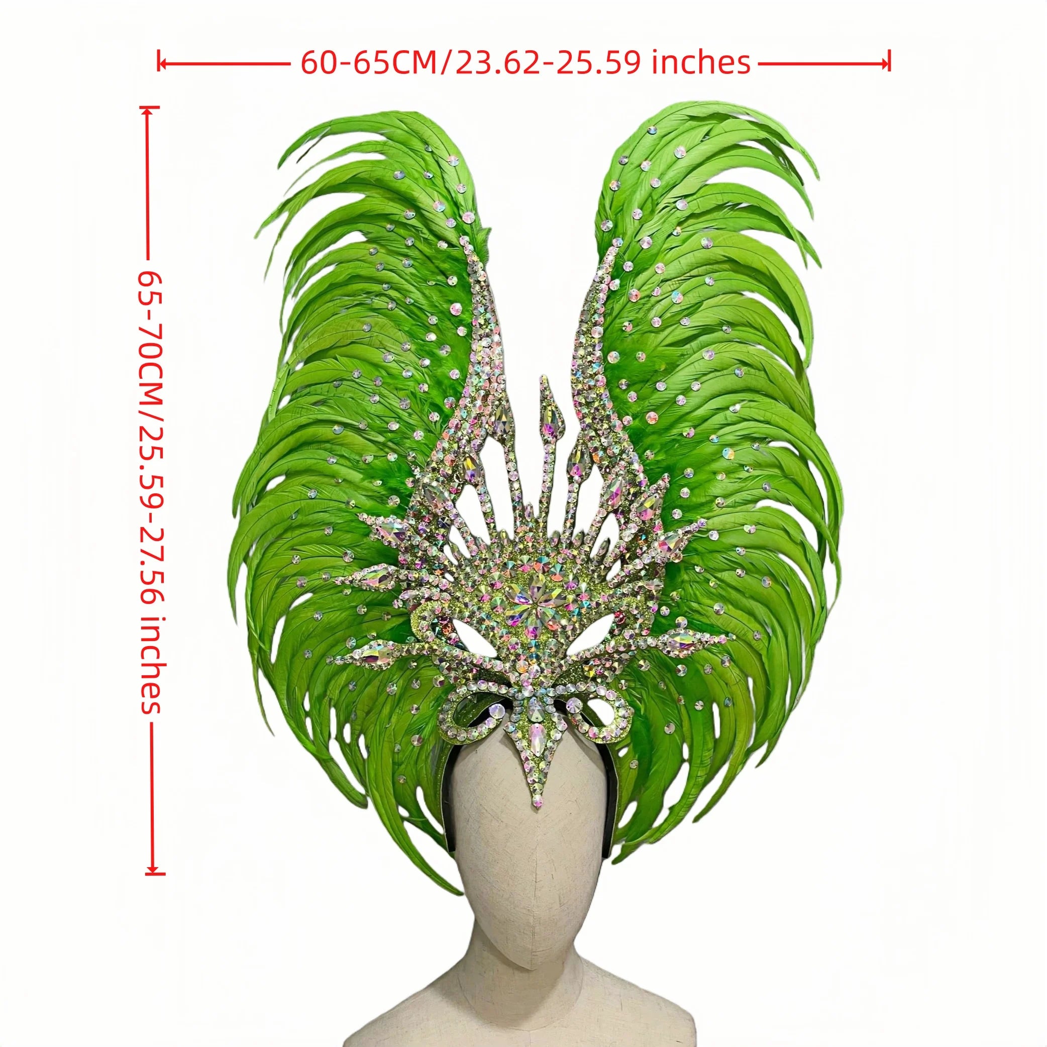 The Stardust Vertigo – Emerald Green Feathered Carnival & Samba Headdress
