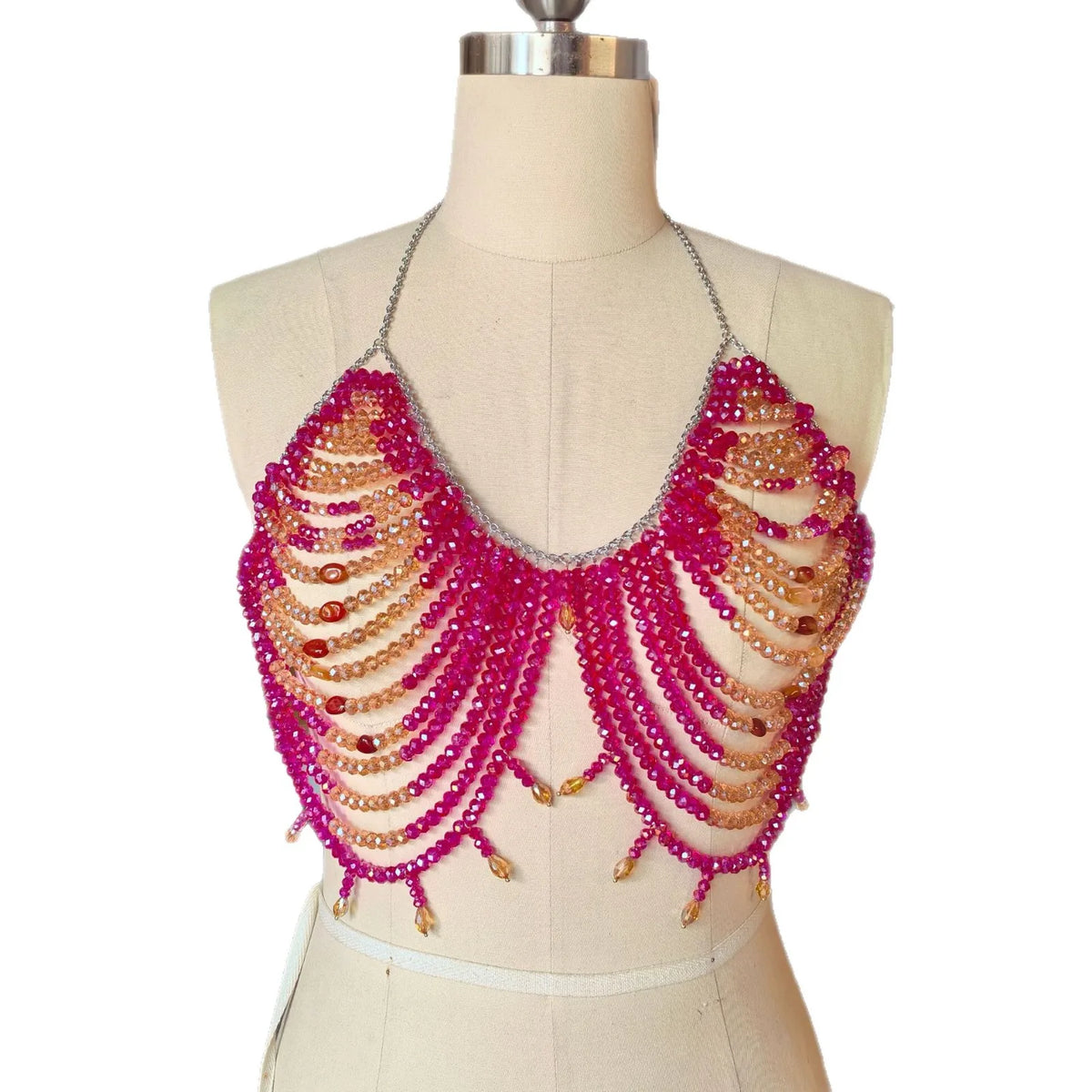 Multilayer Beaded Costume Bra Chain
