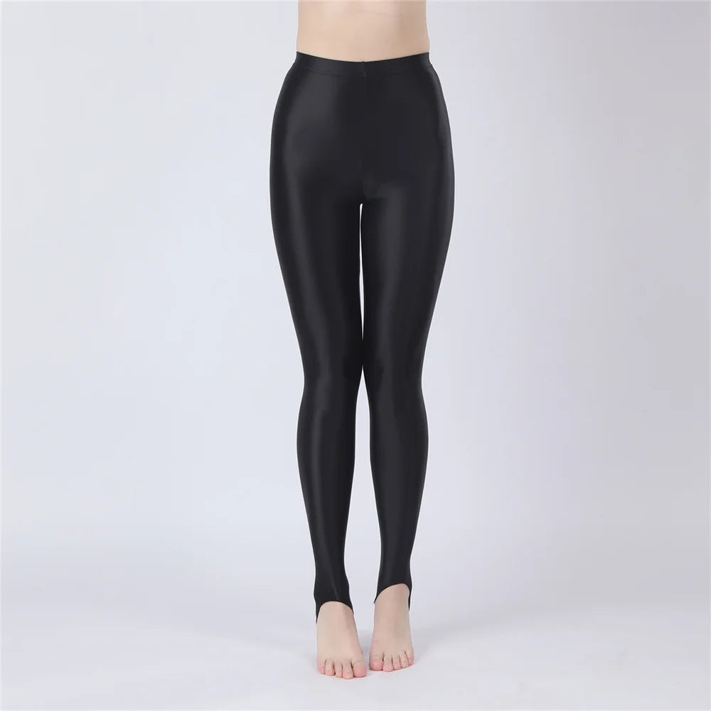 Thin Sheer Oil Glossy High-Stretch Pencil Pants Candy Color Yoga Leggings