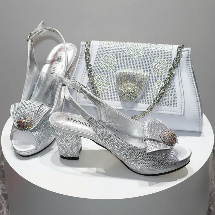 Peep Toe Shoes Matching Bag Set