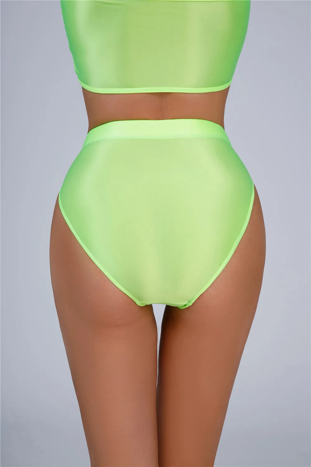 High-Waist Oil Glossy Sheer G-String Thong Satin Smooth Seamless Briefs