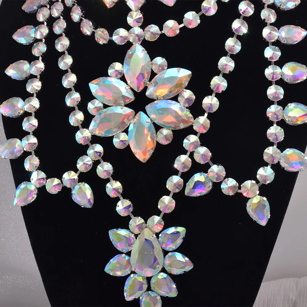 Oversized Crystal Gemstone Statement Choker Necklace Drag Queen Pageant Jewelry