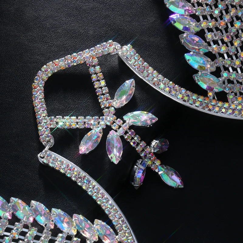Dazzling Crystal Ankh Cross Chest Chain & Halter Bra Body Jewelry