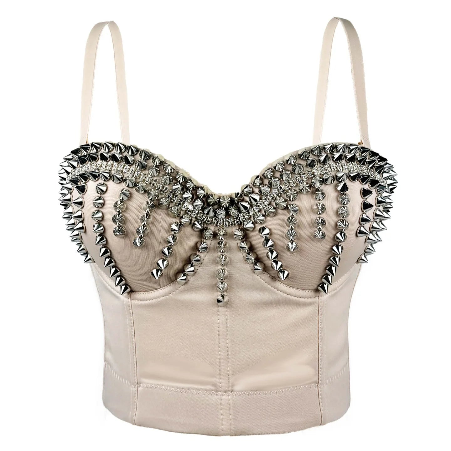 Sparkly Diamond Rhinestone Corset Top Showgirl Stage Performance Push-Up Bustier