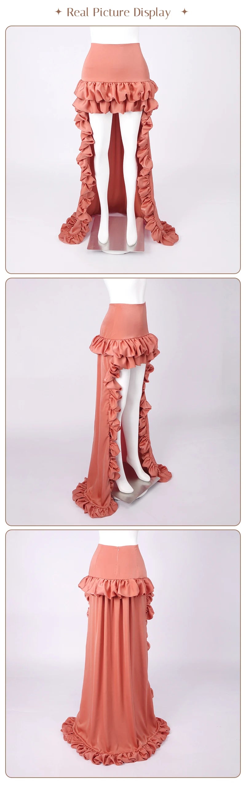 High-Waist High-Low Ruffle Skirt