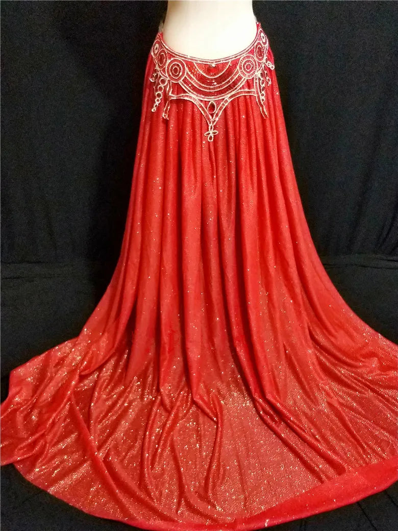 Women's Rhinestone Bikini & Long Trailing Skirt Set | Singer Host Stage Costume for Catwalk & Performance