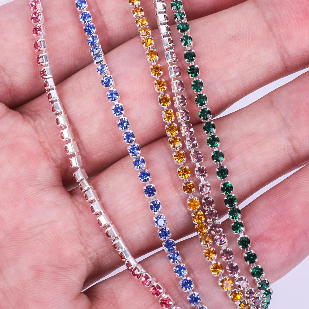 The Stardust Prism Stream – Premium Glass Crystal Close Rhinestone Cup Chain Trim