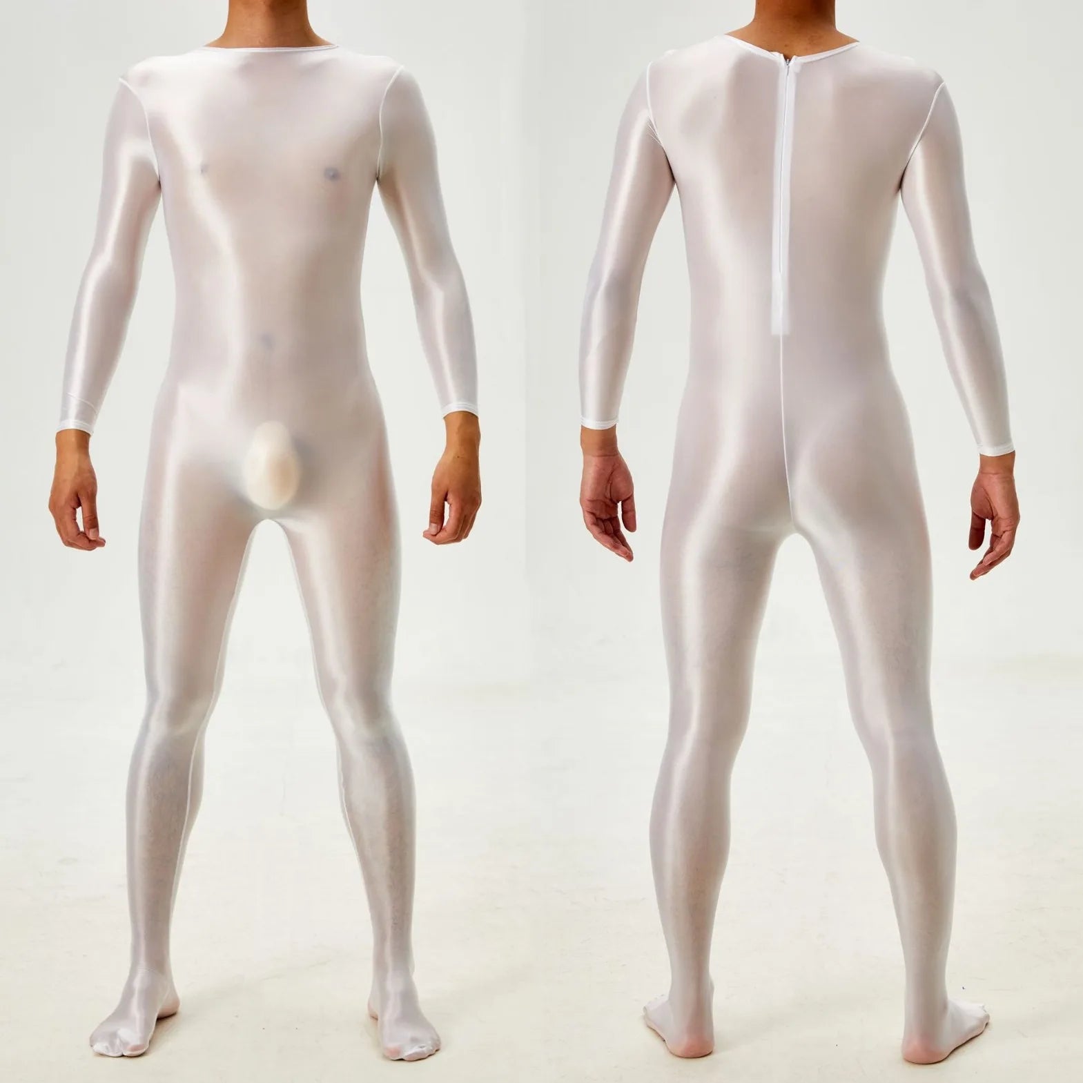 Sexy Candy Color Oil Glossy Shiny Shapping Bodysuit Stain Smooth Sheer See Through Sexy Tights Elastic Fitness Leotard