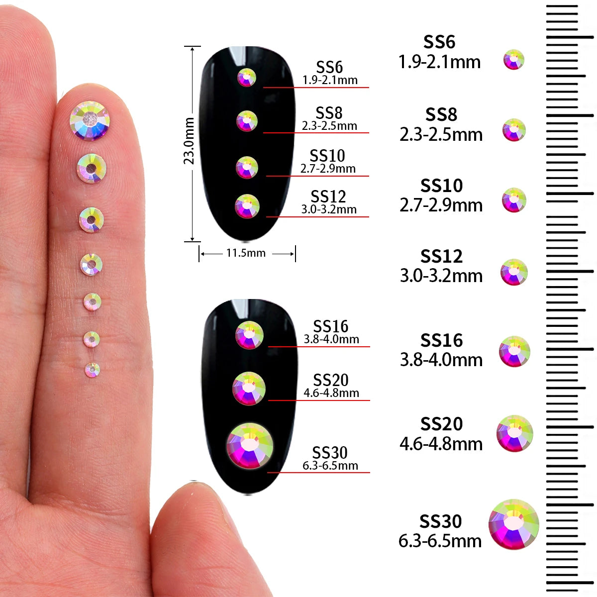Glass Crystal Hot-Fix Rhinestones Flatback Strass Stones SS6-SS30 Bulk Pack
