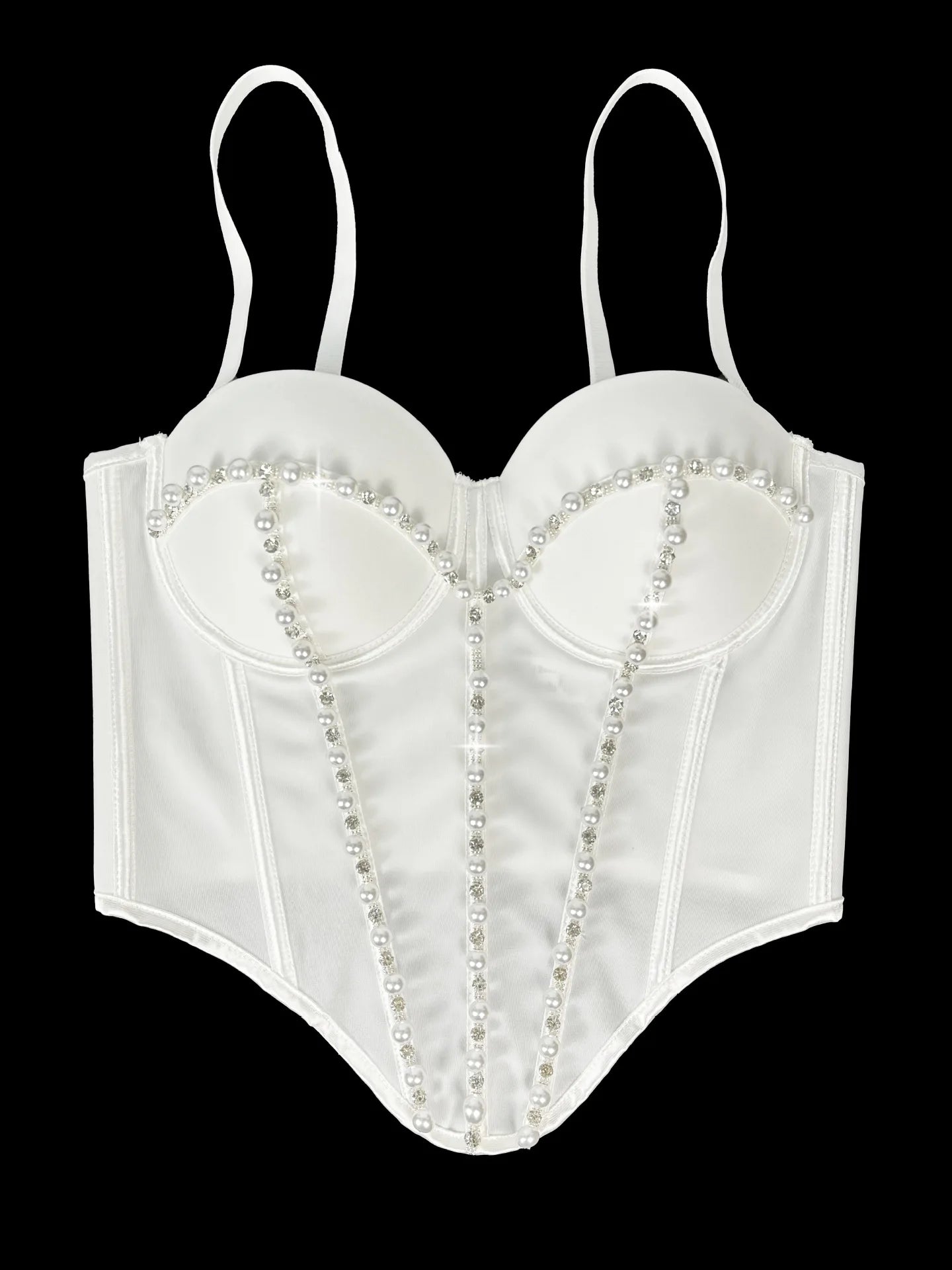 Pearl Embroidered Bustier Corset Crop Top High Street Evening Bralette